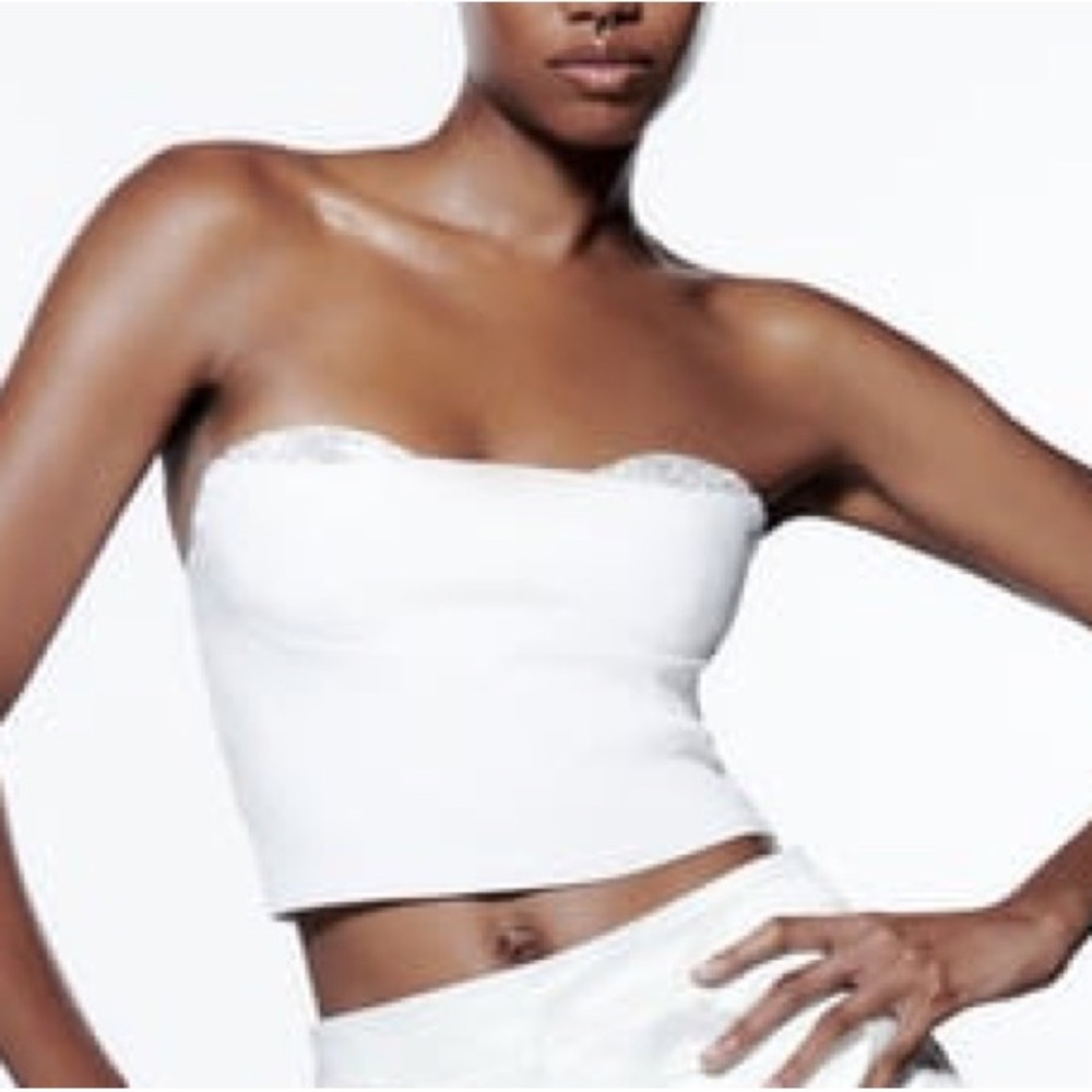 SHIMMERY CROP TOP WHITE XS/S